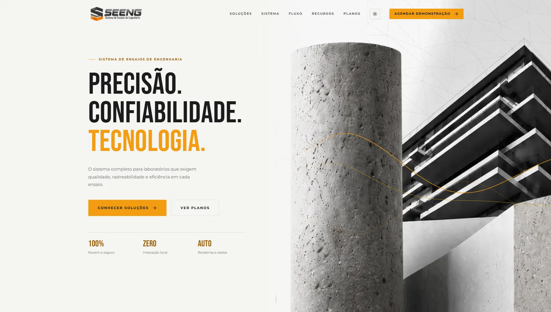 Seeng website hero: Precision. Reliability. Technology.